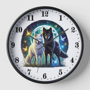 Cute wolf animal lovers  clock