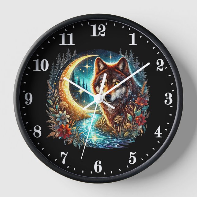 Cute wolf animal lovers  clock (Front)