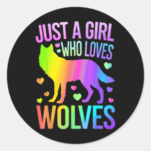 Cute Wolf Art For Women Girls Wof Pack Wolves Wolf Classic Round Sticker