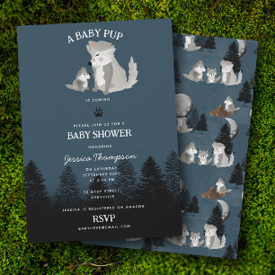 Cute Wolf Baby Pup and Mum Woodland Baby Shower Invitation