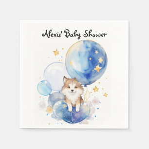 Cute Wolf Baby Shower Theme Napkin