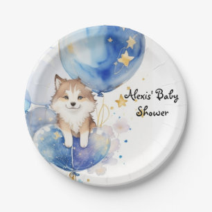 Cute Wolf Baby Shower Theme Paper Plate