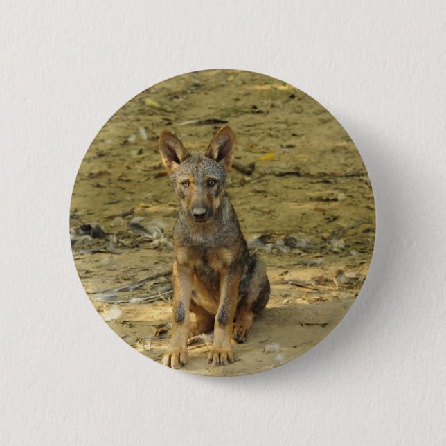 Cute Wolf Cub 6 Cm Round Badge (Front)