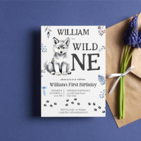 Cute wolf cub wild one woodlands birthday party