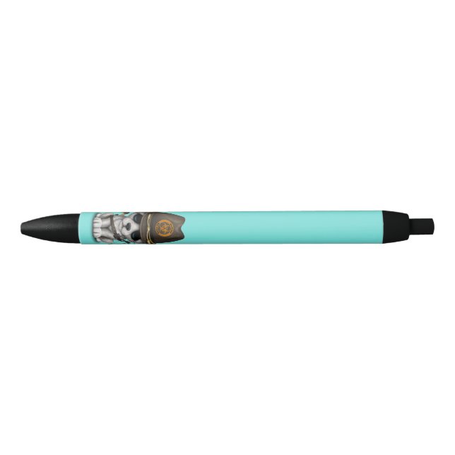 Cute Wolf Cub Zombie Hunter Black Ink Pen (Front)
