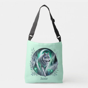 Cute wolf lovers add name crossbody bag