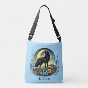 Cute wolf lovers add name crossbody bag
