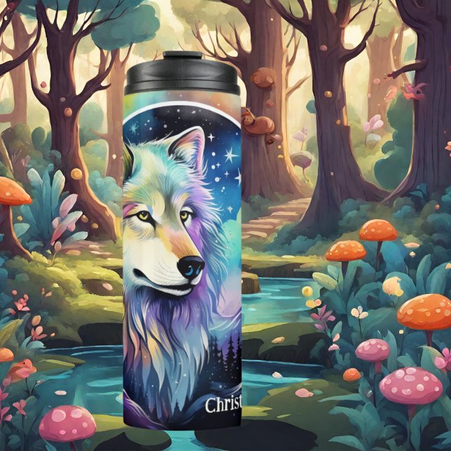 Cute wolf lovers add name  thermal tumbler (Creator Uploaded)
