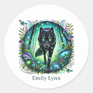 Cute wolf lovers animal customizable  classic round sticker