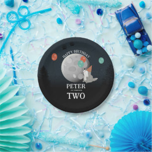 Cute Wolf Pack Woodland Moon Howling Birthday Paper Plate