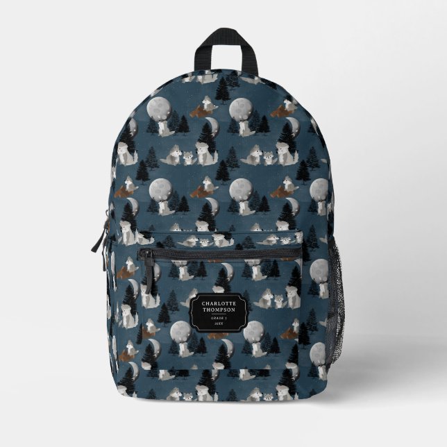 Cute Wolf Pack Woodland Night Sky (Front)
