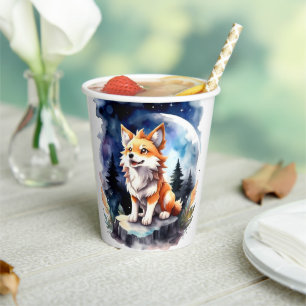 Cute Wolf Pup Baby Shower Paper Cups
