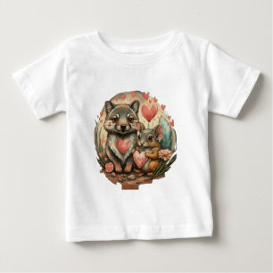  Cute wolf puppy and wild rabbit Baby T-Shirt