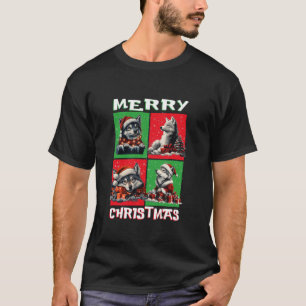 Cute Wolf Santa Animals Lover Merry Christmas Tree T-Shirt