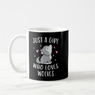 Cute Wolf Shirt For Girls Just A Girl Who Loves Wo Coffee Mug