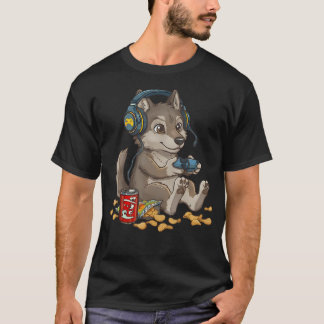 Cute Wolf Video Gamer Controller Pc Console T-Shirt
