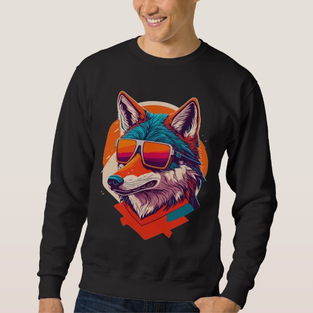 CUTE WOLF WEARING SUNGLASS. SWEATSHIRT (Front)