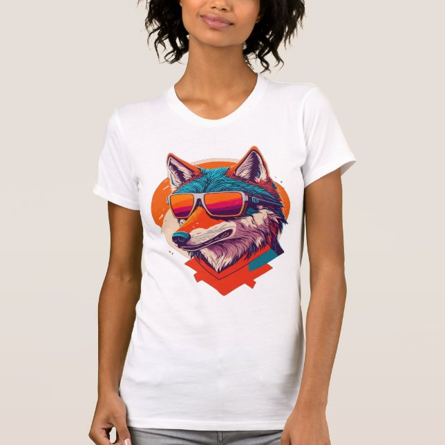 CUTE WOLF WEARING SUNGLASS. T-Shirt (Front)