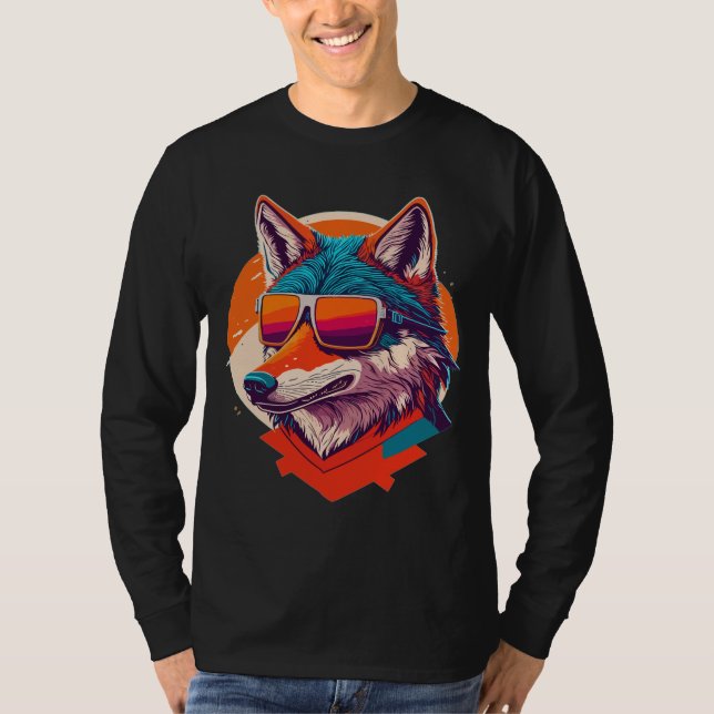 CUTE WOLF WEARING SUNGLASS. T-Shirt (Front)