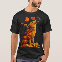 Cute Wolf With Fall Leaves Forest Animal Autumn Ae