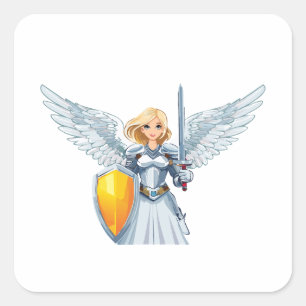 Cute woman Angel's with open wings Square Sticker