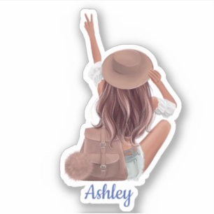 Cute Woman backpack Custom Cut Personalised Vinyl