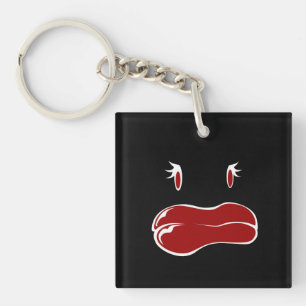 Cute woman monster face key ring