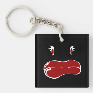 Cute woman monster face key ring
