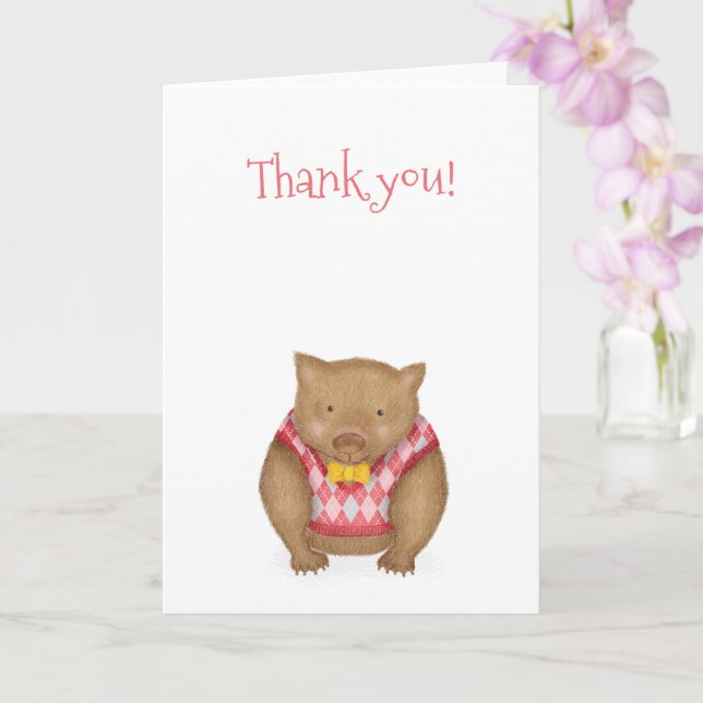 Cute wombat thank you card (Orchid)