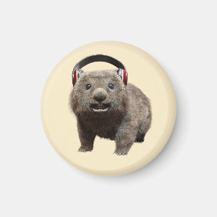 Cute Wombat with Headphones Music Lover Art Magnet