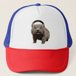 Cute Wombat with Headphones Music Lover Art Trucker Hat
