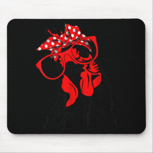 Cute Women Girl Chicken With Bandana Headband And Mouse Pad