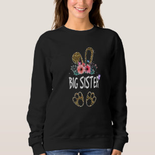 Cute Women Girls Flower Leopard Big Sister Bunny E Sweatshirt