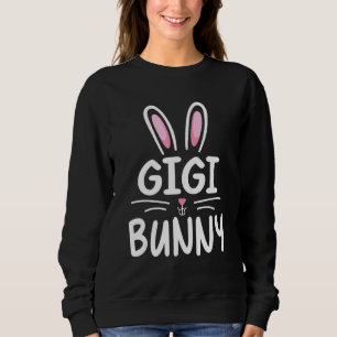 Cute Women Girls Flower Leopard Gigi Bunny Easter Sweatshirt