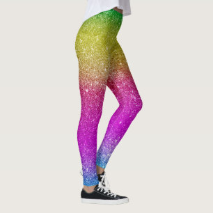 Cute  Womens and Girls Glitter Rainbow Leggings
