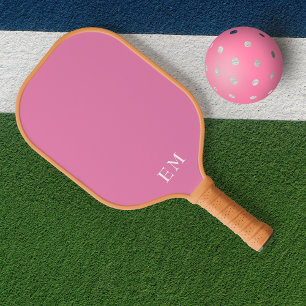 Cute Womens Pastel Pink Monogrammed Initials  Pickleball Paddle