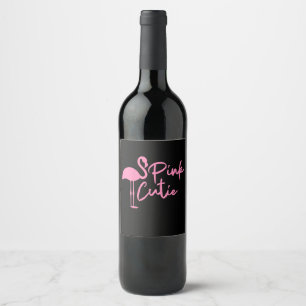 Cute Womens Pink Flamingo Pink Cute Flamingo Wine Label