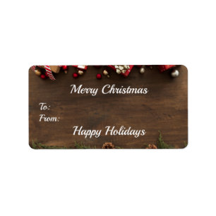 Cute Wood Merry Christmas Rectangle Stickers