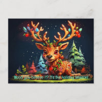 cute wooden reindeer tree background