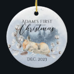 Cute woodland animal Baby 1st Christmas Photo Ceramic Ornament<br><div class="desc">Cute woodland animal Baby 1st Christmas Photo</div>
