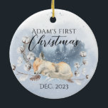 Cute woodland animal Baby 1st Christmas Photo Ceramic Ornament<br><div class="desc">Cute woodland animal Baby 1st Christmas Photo</div>