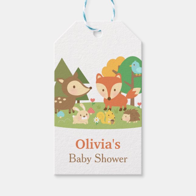 Cute Woodland Animal Baby Shower Party Labels (Front)