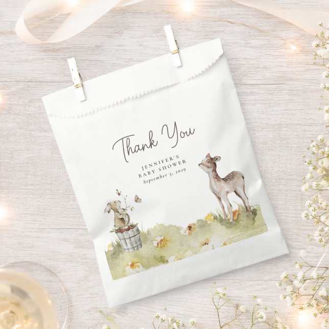 Cute Woodland Animal Baby Shower Thank You Favour Bag (Clipped)