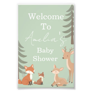 Cute Woodland Animal Baby Shower Welcome Sign