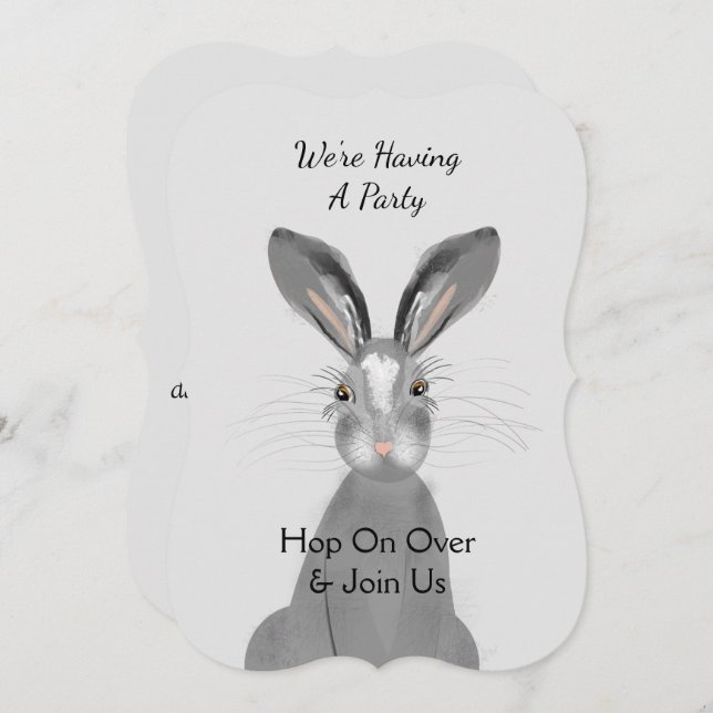 Cute Woodland Animal Bunny Rabbit Peronalized Invitation (Front/Back)