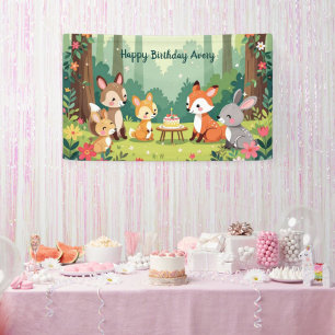 Cute Woodland Animal Child Birthday Banner
