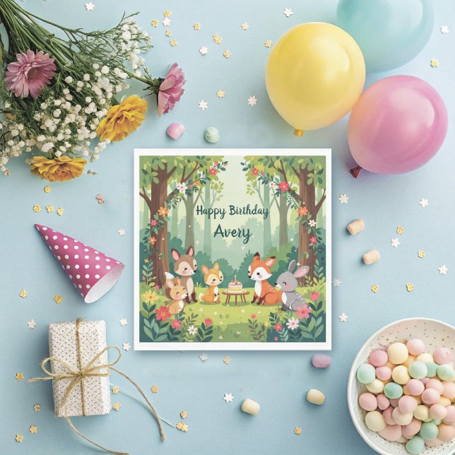 Cute Woodland Animal Child Birthday Napkin (Creator Uploaded)