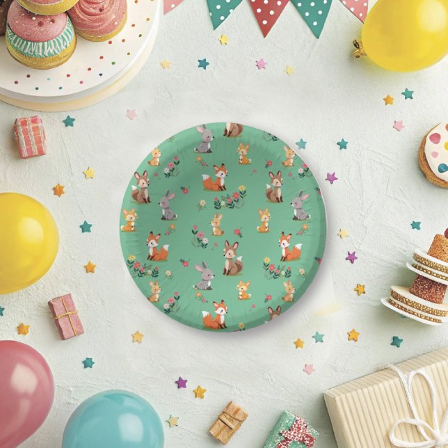 Cute Woodland Animal Child Birthday Paper Plate (Creator Uploaded)