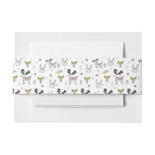 Cute Woodland Animal Doodle Pattern Invitation Belly Band