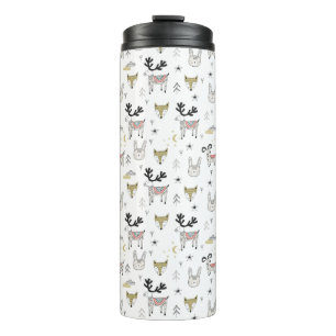 Cute Woodland Animal Doodle Pattern Thermal Tumbler